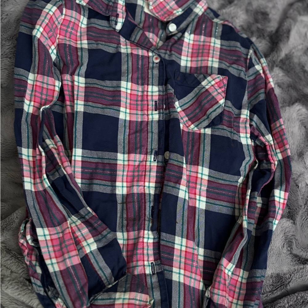 Plaid Kids Shirt - Pink and Blue